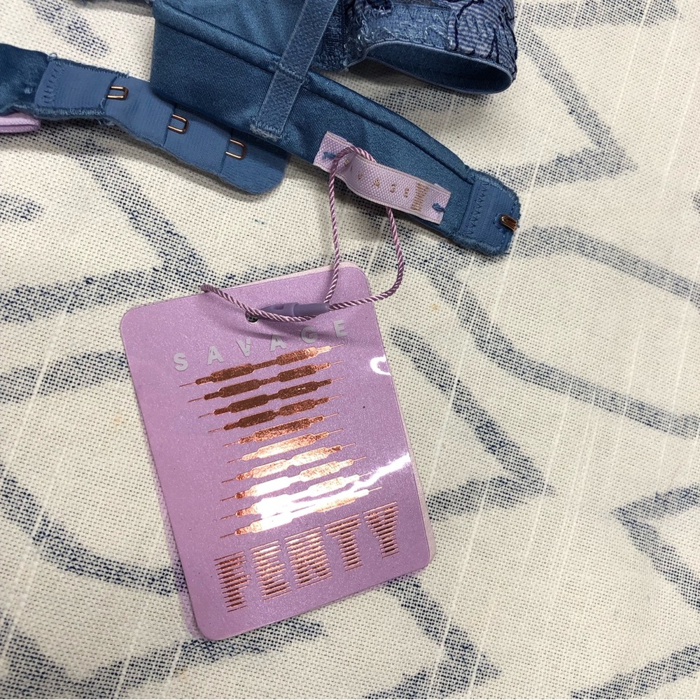 NWT fenty savage blue lace bralette sheer embroidered mesh floral embroidery - Picture 10 of 10